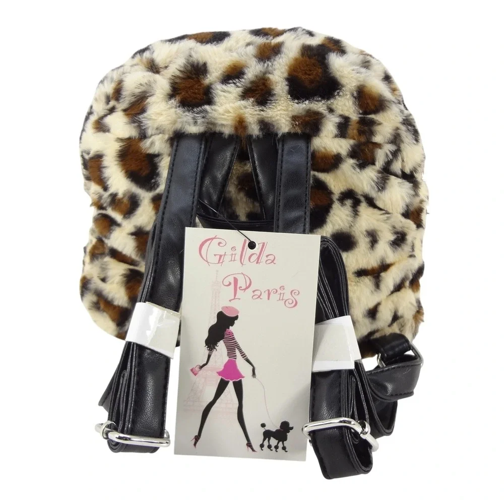 Gilda Paris Fur Back Pack Leopard Print NEW Faux Fur Mini GGH-533